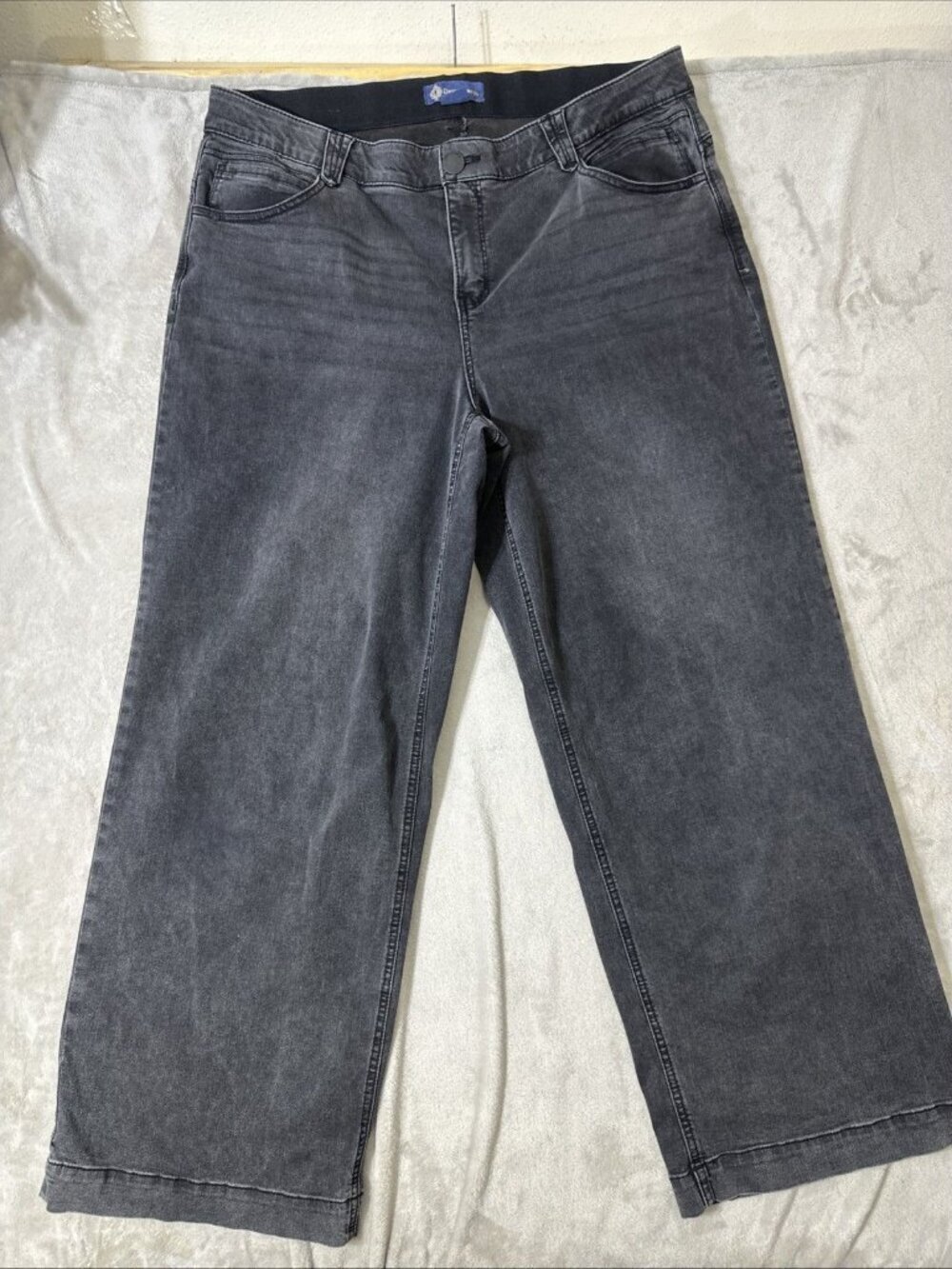 Democracy Ab Solution Jeans Womens 18W Black Cropped Wide Leg Stretch Denim Plus